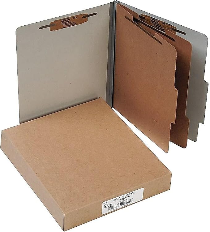 ACCO 15056 ACCO Pressboard 25-Point Classification Folders, Ltr, 6-Section, Mist GY, 10/Box - Image 3