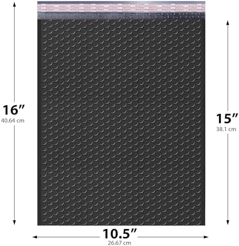 Jet Black Bubble Mailers 10.5x16 Poly Padded Envelopes #5, 100 Pack - Image 2