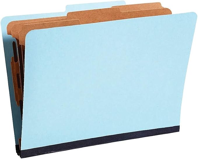 Staples® 60% Recycled Pressboard Classification Folder, 3-Dividers, 3 1/2" Expansion, Letter Size, Blue, 20/Box - Image 2