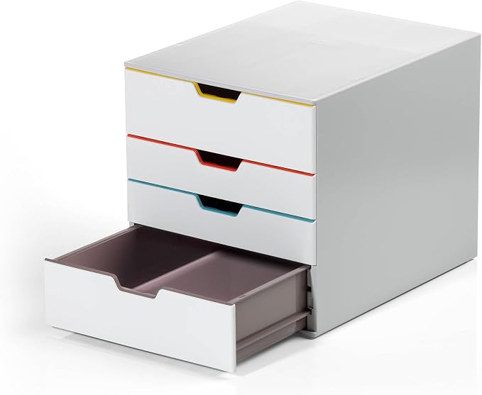 Durable VARICOLOR 4 Drawer Unit - White Desktop Drawer Set with 4 Color Coded Draws - Letter Size Files - Perfect for Storing Documents and Paper Work - Image 5