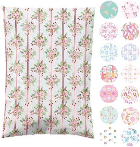Pretty Package Store Poly Mailers 6x9, Christmas Bows, 100 Pack by PrettyPackageStore
