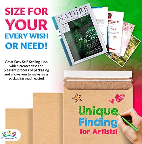 ABC PACK & SUPPLY Rigid Mailers 11 x 13.5 Inch, Brown Cardboard Envelopes, Self Seal Tear Strip, 550 GSM Paperboard, Stay Flat Design, Pack of 100 - Image 4