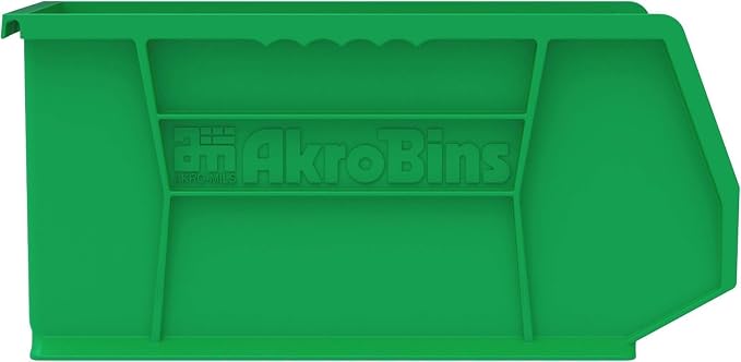 Akro-Mils 30240 AkroBins Plastic Storage Bins, 15"x8"x7", Green, 12-Pack | Space-Saving Stackable Bins for Garage, Pantry, Craft Organization - Image 8