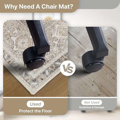 48"x60" Office Chair Mat for Hardwood Floor, Non-Slip Washable Khaki Blue - Image 4