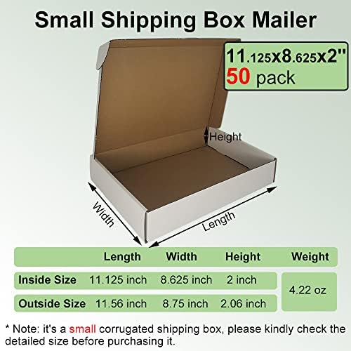50 Pack 11.125x8.625x2'' Shipping Boxes, White Corrugated Cardboard Mailers for Mailing Packaging Small Business(W1182-50) - Image 2