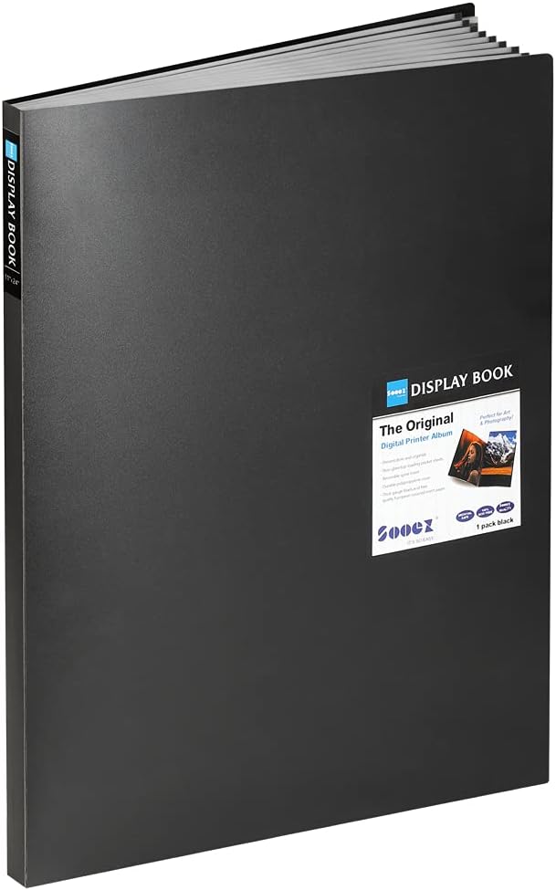 Sooez Heavy Duty Binder with Plastic Sleeves 18"x24", Portfolio Folder | With 30 Clear Sheet Protectors, Display 60 Pages, Presentation Book for Artwork, Sheet Music, Document by Sooez