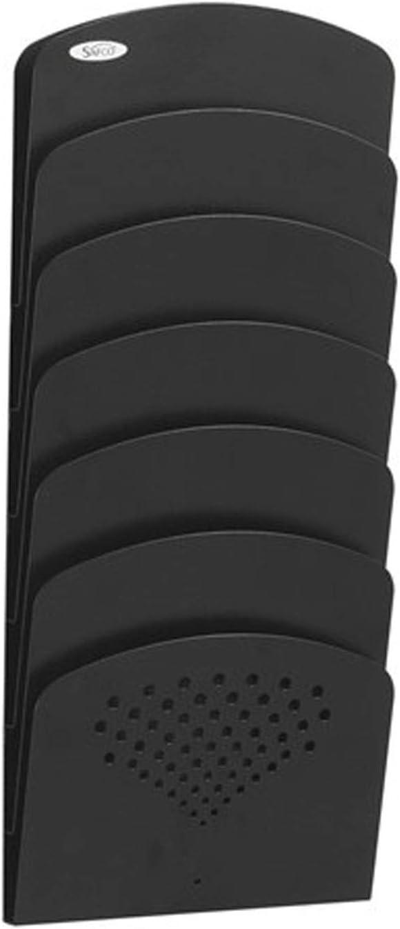Safco Wall Mounted Literature Organizer, 7 Pocket Rack for Documents Paper Magazines and More, Steel, Black by SafcoProducts