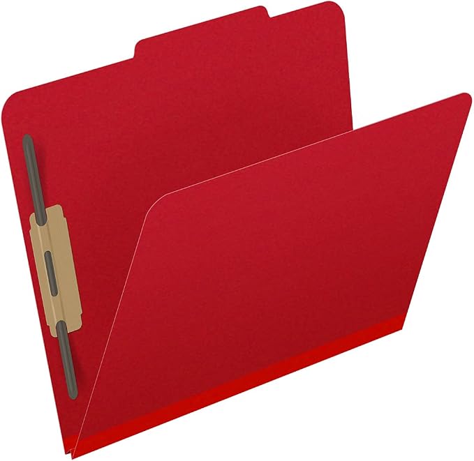 25 Pt. Pressboard Classification Folders, 2/5 Cut ROC Top Tab, Letter Size, No Dividers, Deep Red (Box of 25) - Image 2
