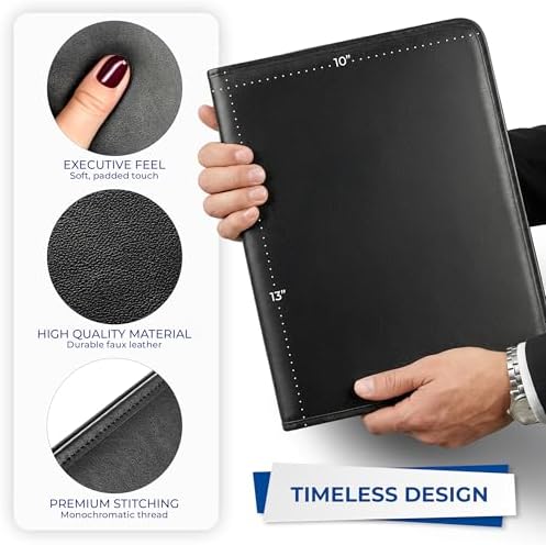 Samsill Professional Padfolio - Faux Leather Portfolio Folder for Men and Women, Leather Padfolio with 8.5 x 11 Writing Pad, Resume Portfolio Folder, Functional Business Portfolio for Meetings and Interviews, Black - Image 5