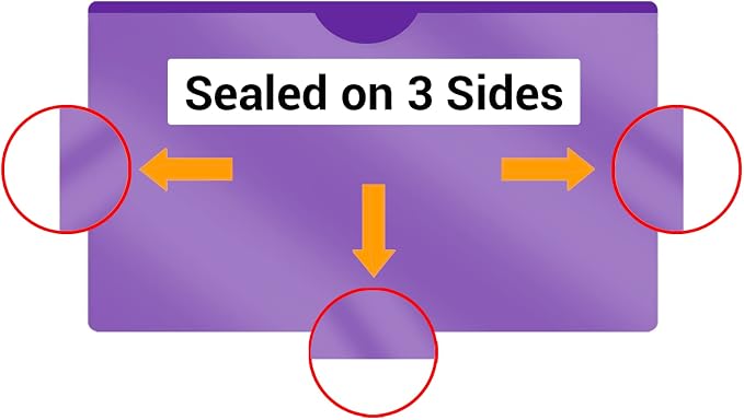 Doctor Stuff- 25 Pack, Vinyl Plastic Pocket File Folders Closed Sides, Legal Size, Clear Front Top Loading Job Jacket, Documents Holder for Office, High School and Medical Files, Purple - Image 3