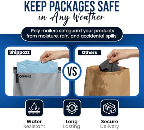 Shippozz 12x15.5 Poly Mailers 500 Pack, Durable Waterproof Polymailers for Shipping Clothes, Self Seal Mailing Bags for Small Business Packaging Supplies, Mailing Envelopes for Books, and Accessories - Image 2
