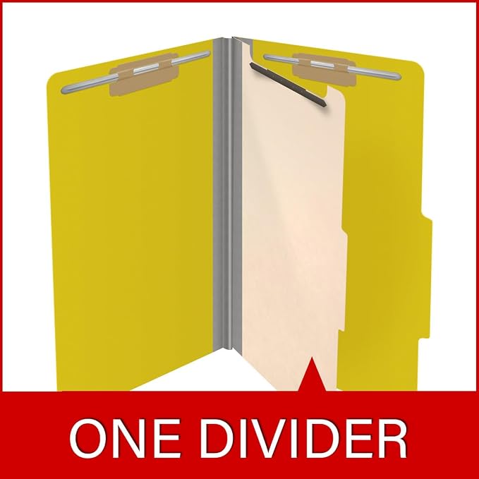 25 Pt. Pressboard Classification Folders, 2/5 Cut ROC Top Tab, Legal Size, 1 Divider, Yellow (Box of 10) - Image 8