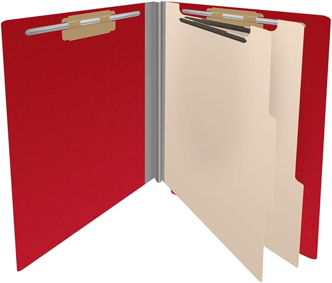 25 Pt. Pressboard Classification Folders, Full Cut End Tab, Letter Size, 2 Dividers, Deep Red (Box of 10) - Image 4
