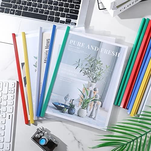 Handepo 150 Pieces Bulk A4 Clear Report Cover with Sliding Bar, 5 Colors - Image 2