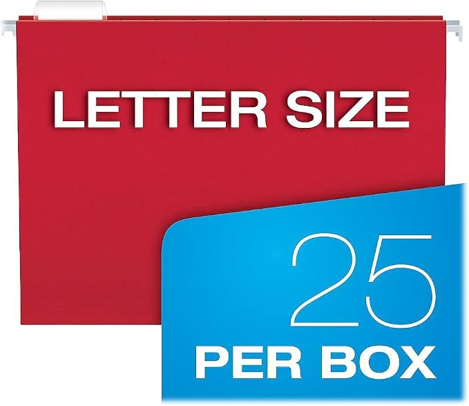 Pendaflex Hanging File Folders, Letter Size, Assorted Colors, 1/5-Cut Adjustable Tabs, 25 Per Box (81663) - Image 5