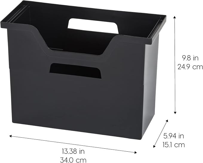 IRIS USA 6-Pack Medium Desktop File Box with Open Lid, Black | Organize paperwork, mail, magazines, and office supplies with portable storage for desks, classrooms, and home workspaces - Image 2