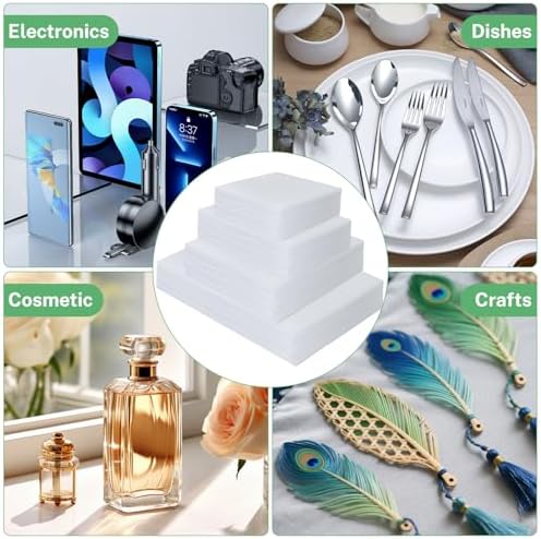 350 Pcs Dish Packing Supplies for Moving, 250 Cushion Foam Pouches(4 Sizes 16x12'',12x12'',12x8'',8x8'') and Foam Sheets(12x12'') with 100 Fragile Stickers for Packing,Storage,Shipping - Image 4