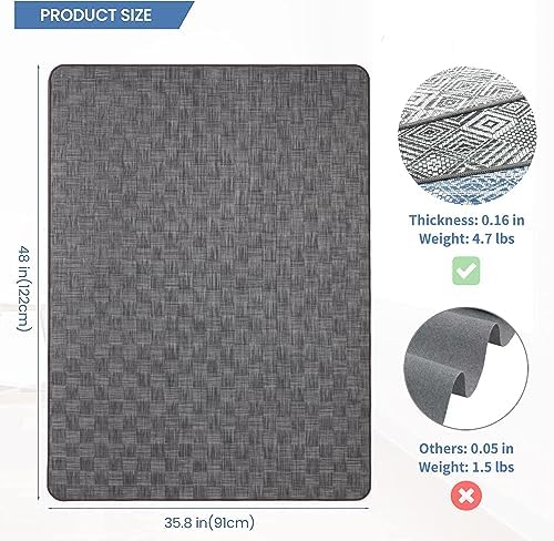 Chair Mat for Hardwood & Tile Floor, 36" x 48" Heavy Duty Office Chair Mat for Rolling Chairs, Anti Slip, Non-Curve, Floor Protector for Home Office, Charcoal Grid - Image 2