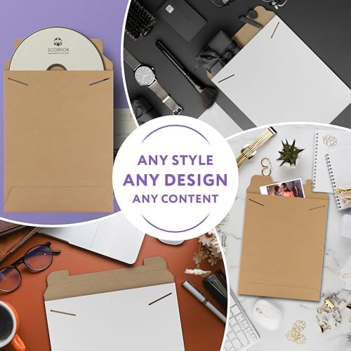 APQ Supply Natural Brown Tab Lock Rigid Mailers, 12.75 x 15 Inch. Pack of 100 Cardboard Envelopes for Photos, Documents. Sturdy Stay Flat Mailers with Tab Lock Closure. Hard Rigid Shipping Envelopes - Image 6