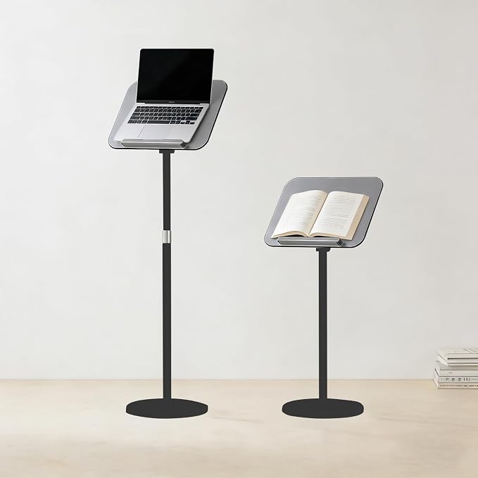 Floor Standing Book Stand, Adjustable Height and Angle Multifunctional Standing Reading Stand,Metal Material Music Sheet Stand，Support for Reading,Podiums. (Black) by Unknown
