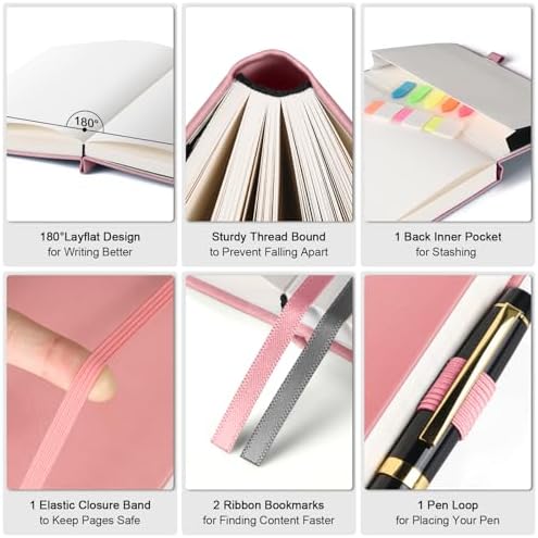 5 Pack College Ruled Notebook Bulk, A5, 312 Numbered Page Thick Journal Set - Image 4