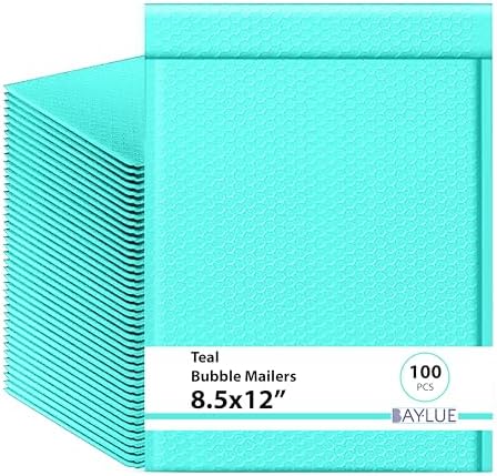 Aqua Teal Bubble Mailers 8.5x12, Poly Padded Envelopes #2, 100 Pack by BAYLUE