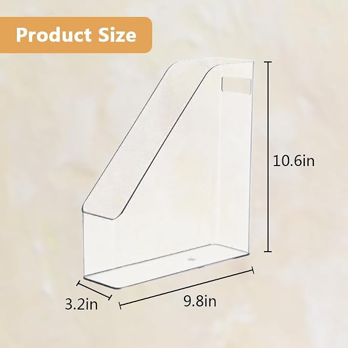 6Pcs Clear Acrylic Magazine File Holder Paper Document Organizer | Vertical File Folder Divider Box, Desktop Supplies Label Pockets Shelves Case,for Office Home School Desktop Stationary - Image 3