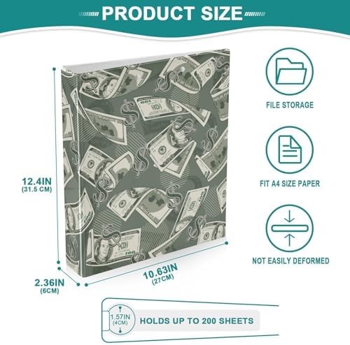 3 Ring Binder 1.5 Inch Clipboards Binders with Interior Pockets Round Ring Binder for Office Supplies and School - Image 5