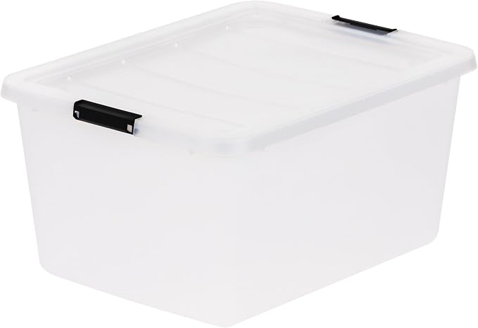 IRIS USA 6-Pack 32 Quart Clip Box with Latching Lid | Latching lid secures office and household supplies. Stackable, nestable design maximizes storage space - Image 8