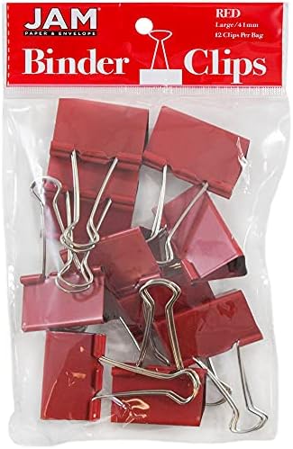 JAM PAPER Colorful Binder Clips - Large - 1 1/2 Inch (41 mm) - Red Binderclips - 12/Pack - Image 6