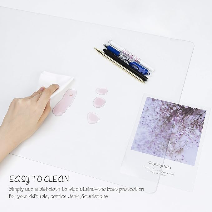 Oterri Clear Writing Desk Pad, 23.6’’x13.7” Heat Resistant Waterproof PVC Round Edge Durable Desk Protect Mat, Anti-Static Writing Mat Table Protector - Image 4