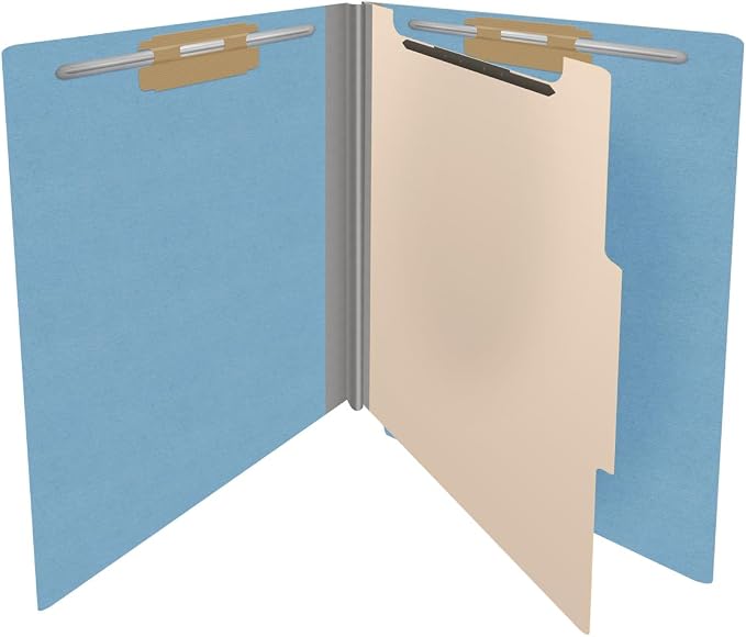 Ecom Folders Heavy Duty Top Tab Classification Folders | Letter Size 18 Pt Stock with 1 Divider | 2/5 Cut Right Position Tab for Medical, Legal and Office Documents | Blue, Box of 10 - Image 4