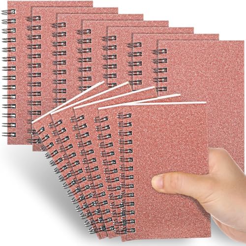 Jutom 18 Pcs Small Spiral Notebook Memo Pad 3x5, Glitter Rose Gold by Jutom