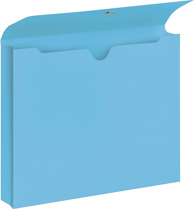 Smead Colored Expanding File Wallet with Flap and Cord Closure, 2" Expansion, Letter Size, Blue, 10 per Box (77203) - Image 6