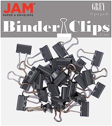 JAM PAPER Colorful Binder Clips - Extra Small - 3/5 Inch (15 mm) - Grey Binderclips - 30/Pack by JAMPaper