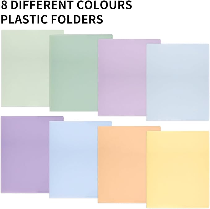 EOOUT 24pcs Plastic Folders with Pockets, Heavy Duty Pocket Folders, 2 Pocket File Folders with 2 Business Card Holder, 8 Colors, Letter Size, A4 Size, for Office School Filing Supplies - Image 6