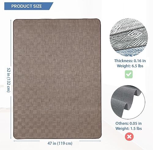 Chair Mat for Hardwood & Tile Floor, 47" x 52" Heavy Duty Office Chair Mat for Rolling Chairs, Anti Slip, Non-Curve, Floor Protector for Home Office, Brown Square - Image 2