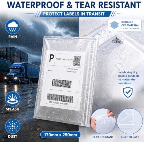 Glenmal 250 Pcs 6.7" x 10" Resealable Packing List Envelopes Clear Self-adhesive Shipping Label Sleeves with Zipper Waterproof Packing List Envelopes for Documents Mailing Labels Invoices Pack Slip - Image 5