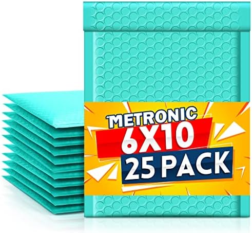 Metronic Bubble Mailer 6x10 Inch 25 Pack Teal Padded Envelopes Cushioning by METRONIC