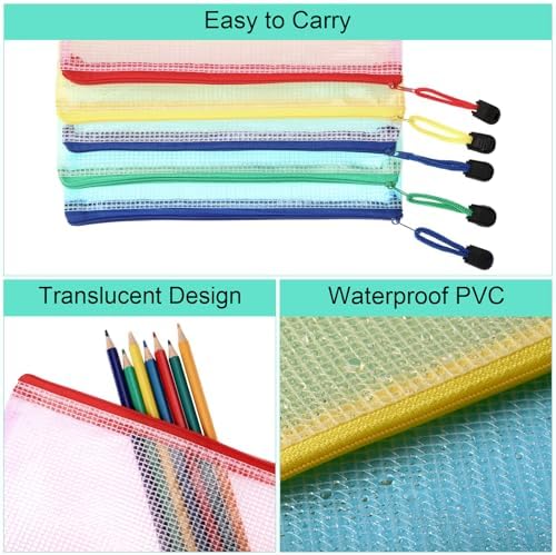 Mimorou 100 Pcs Mesh Pencil Pouch Bulk, Clear Organizer Bags, Vivid Color - Image 3