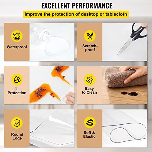 VEVOR Clear Desk Cover Protector, 36 X 60 inch, 2 mm Rectangle Waterproof Thick Plastic Clear Pad Mat, Scratch Proof and Easy Cleaning for Office, Dresser, Night Stand - Image 5