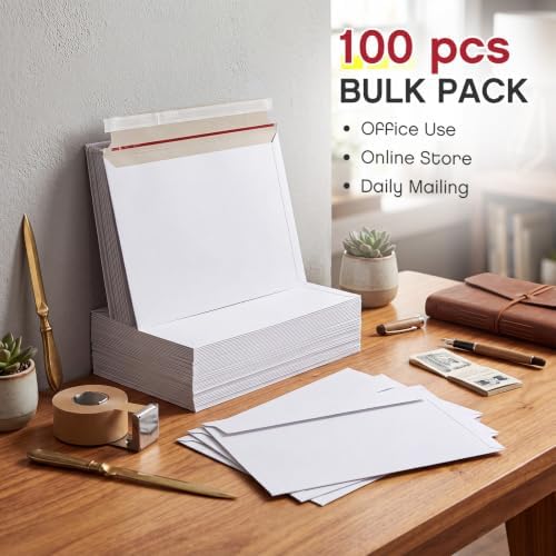Affrolling 100 Pcs 13.7 x 9.7 Inches Rigid Photo Mailers Cardboard, White - Image 6