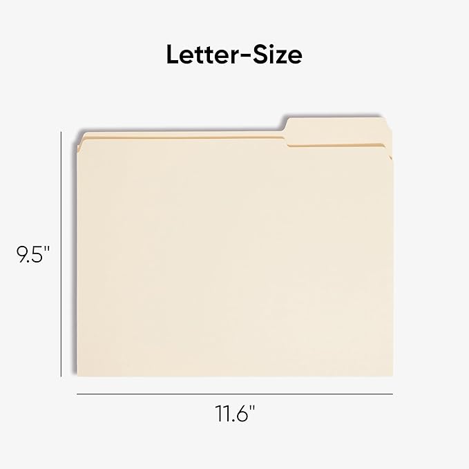 Smead File Folders Letter Size,Reinforced 1/3-Cut Tab,Assorted Positions,Letter Size,Manila Folders 8.5 x 11,100 per Box (10334),(Pack of 5) - Image 2