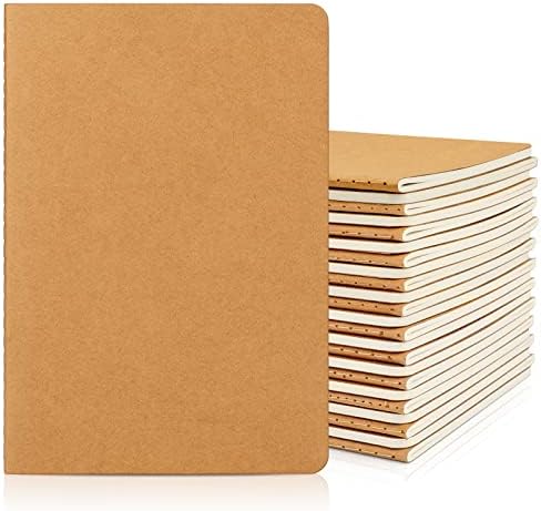 EUSOAR Blank Notebooks, 24pcs A5 5.5"x8.3" 60 Pages Soft Cover Kraft Subject Journal Notebooks, Writing Note Pads Business Composition,for School Office College Work Note Taking Diary by EUSOAR