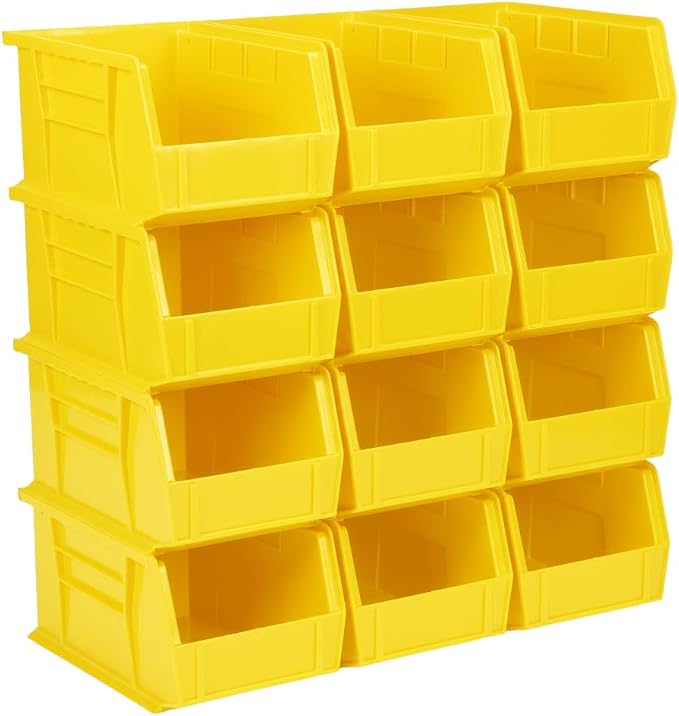 HE HUDSON EXCHANGE 9.5" x 6" x 5" (12 Pack) Plastic Stackable Storage Bin, Yellow by HudsonExchange