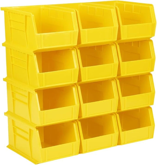 HE HUDSON EXCHANGE 9.5" x 6" x 5" (12 Pack) Plastic Stackable Storage Bin, Yellow by HudsonExchange