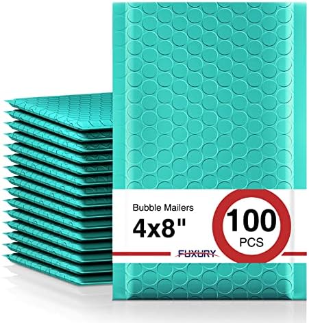 Fuxury Small Bubble Mailers 4x8" 100 Pack Padded Envelopes Usable Size 4x7" by Fuxury