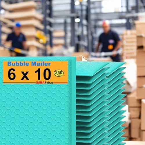 iMBAPrice 6x10 Inches Teal Color Polybubble Bag, 250-Pack Small Size #0 Waterproof Cushioning Self Seal Adhesive Padded Mailers (Total 250 Bags) - Image 2