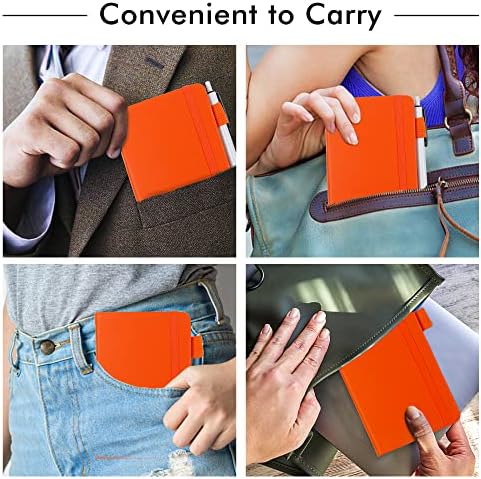 feela 15 Pack Pocket Small Notebooks Bulk, Mini Cute Notepads Hardcover College Ruled Lined Journals with Pen Holder for School Business Memos, with 15 Black Pens, 3.5”x 5.5”, A6, Orange - Image 5