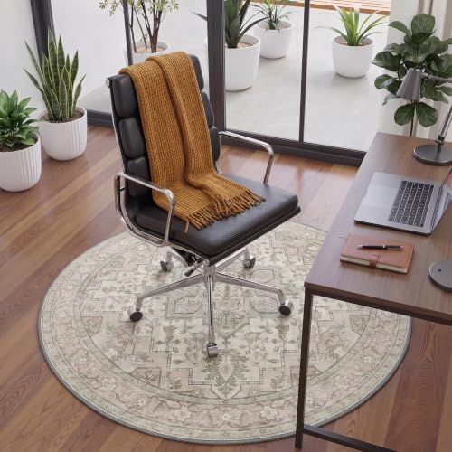 5FT Round Office Chair Mat for Hardwood Floor, Non-Slip Washable Mint - Image 2